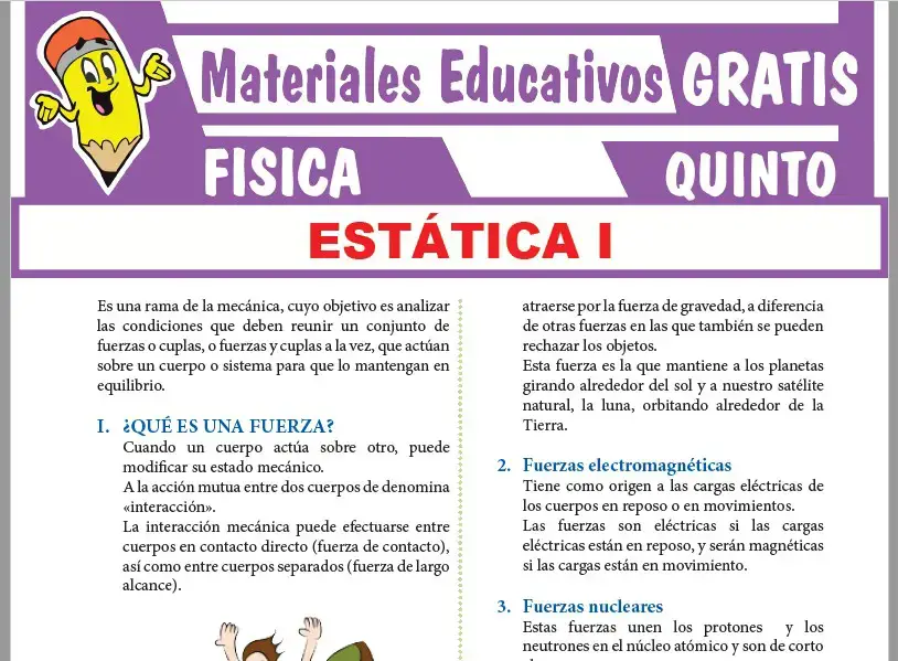 Ficha de Estática para Quinto Grado de Secundaria