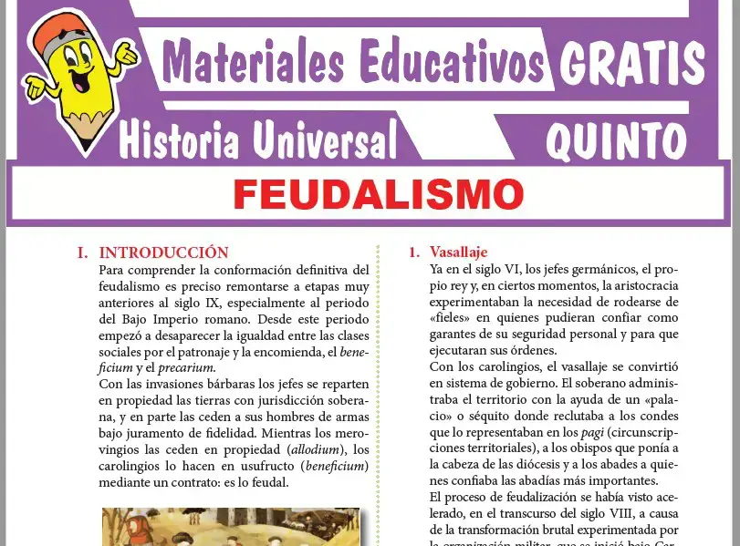 Ficha de Feudalismo para Quinto Grado de Secundaria