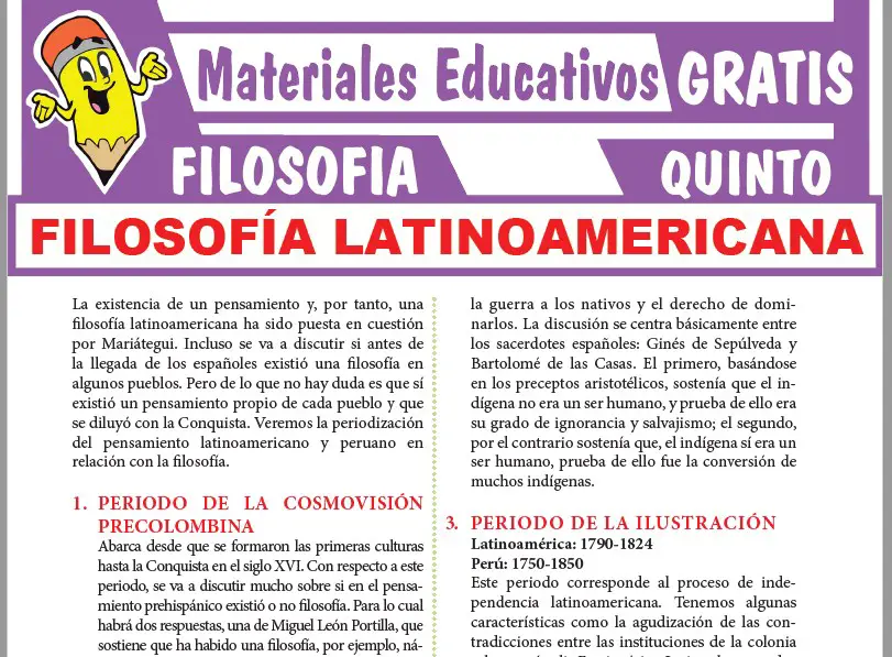 Ficha de Filosofía Latinoamericana para Quinto Grado de Secundaria