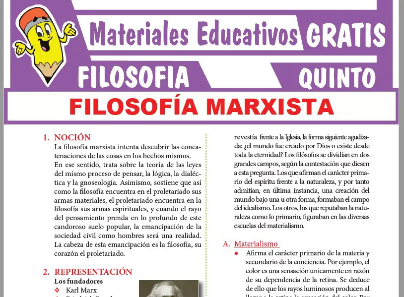 Ficha de Filosofía Marxista para Quinto Grado de Secundaria