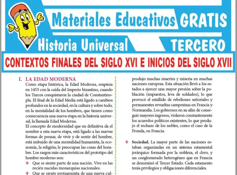 HISTORIA UNIVERSAL ≫ Tercero de Secundaria ≫ Fichas GRATIS