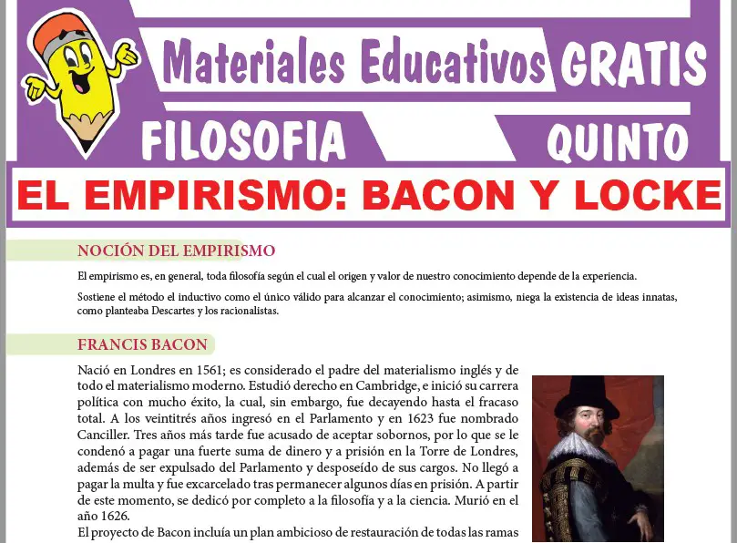 Ficha de Francis Bacon y John Locke para Quinto Grado de Secundaria