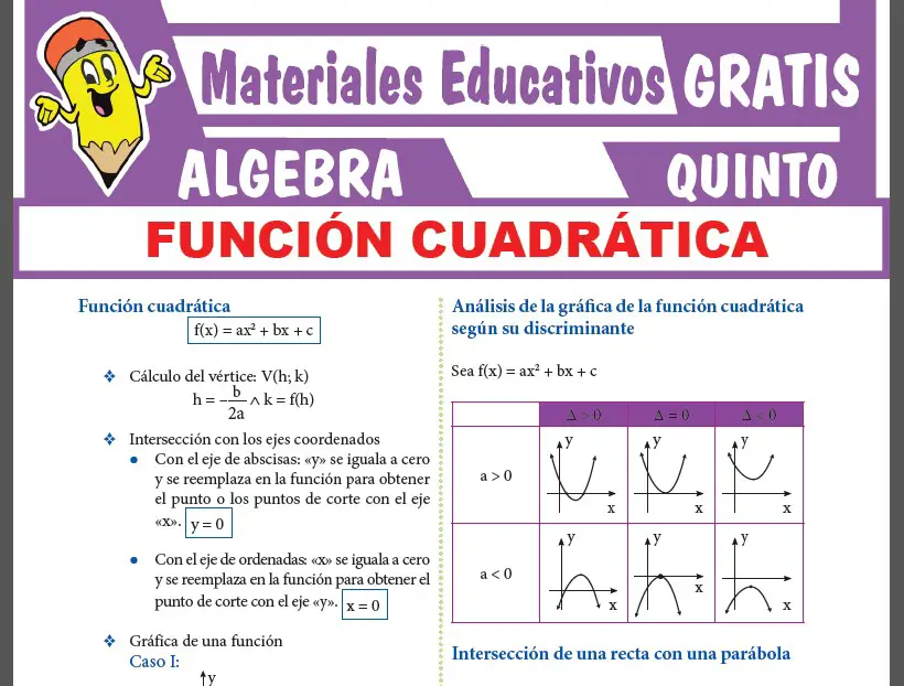 Función Cuadrática para Quinto Grado de Secundaria