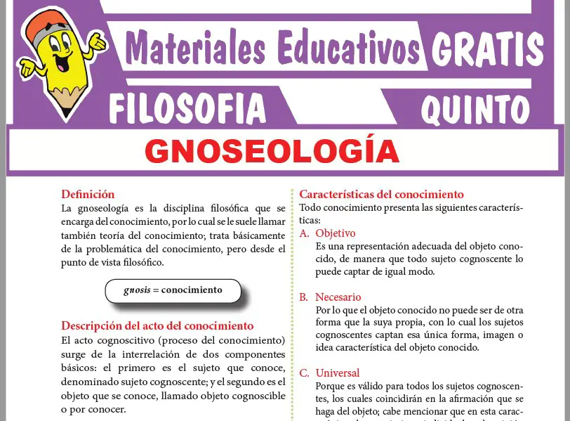 Ficha de Gnoseología para Quinto Grado de Secundaria