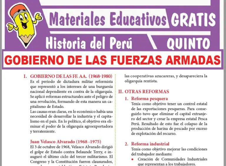 Gobierno De Las Fuerzas Armadas Para Quinto Grado De Secundaria