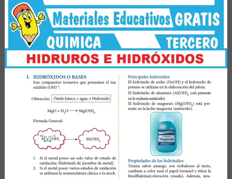 Hidruros e Hidróxidos para Tercer Grado de Secundaria Materiales