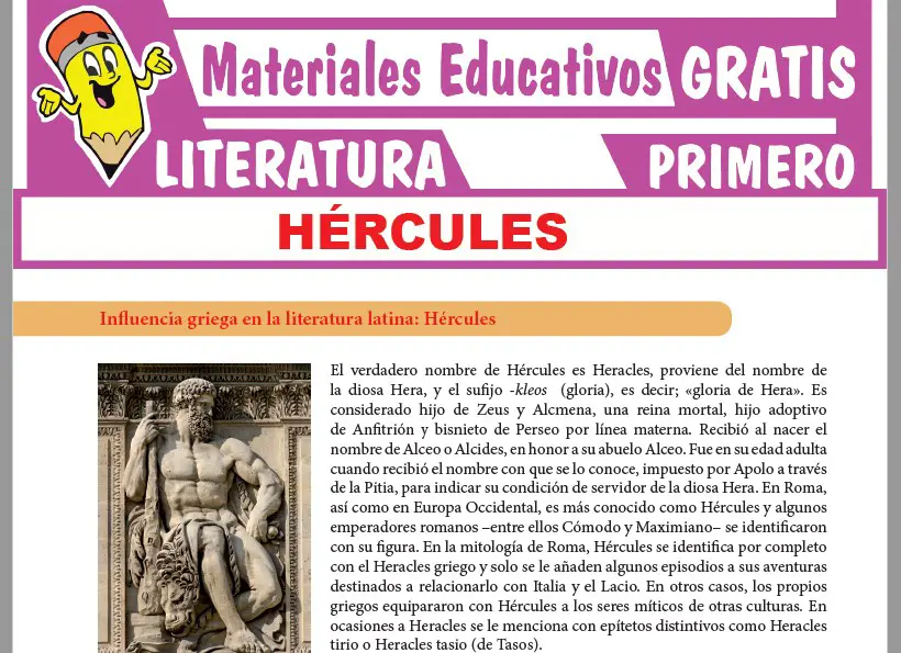 Ficha de Hércules para Primer Grado de Secundaria