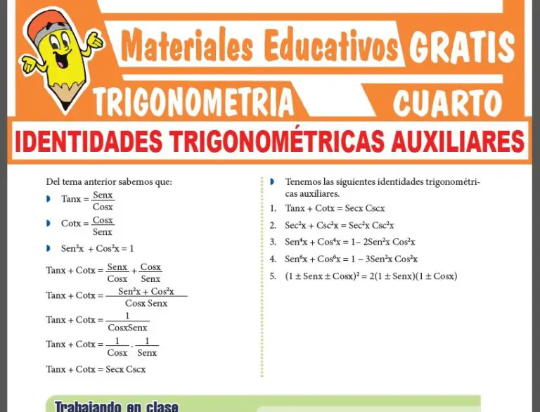 Identidades Trigonométricas Auxiliares Para Cuarto Grado De Secundaria