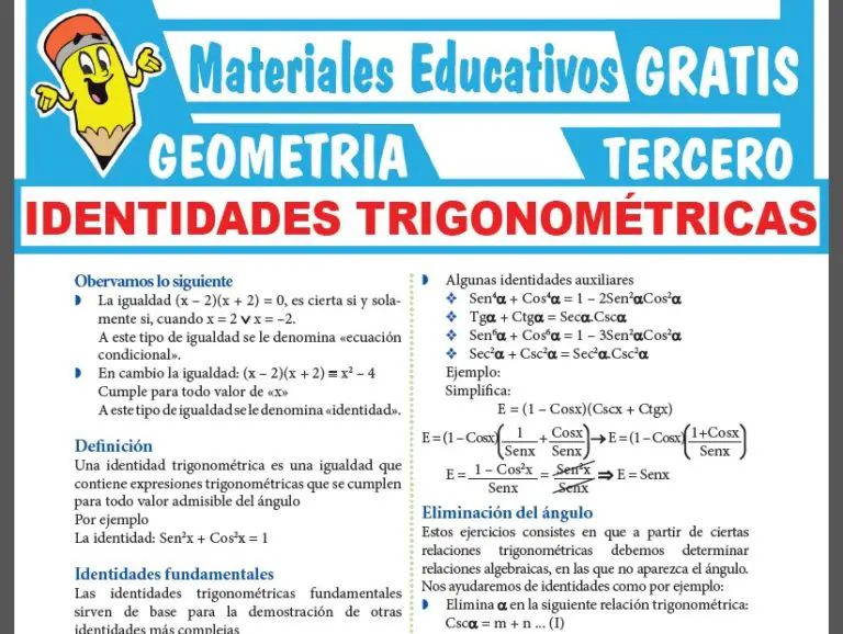 Identidades Trigonométricas Para Tercer Grado De Secundaria