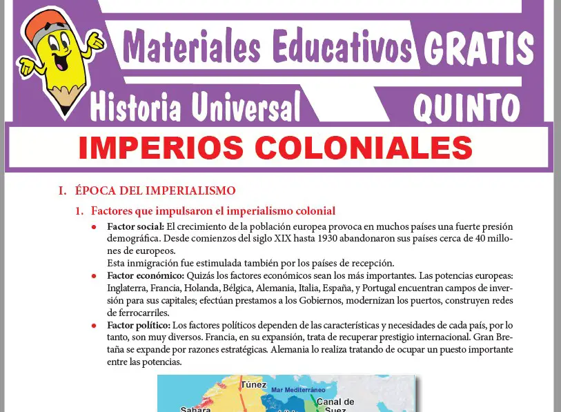 Ficha de Imperios Coloniales para Quinto Grado de Secundaria