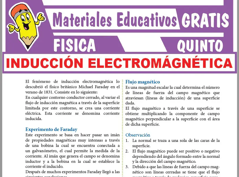 Ficha de Inducción Electromágnética para Quinto Grado de Secundaria