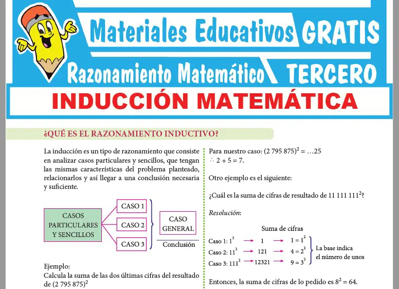 Ficha de Inducción Matemática para Tercer Grado de Secundaria