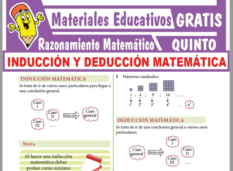 Ficha de Inducción y Deducción Matemática para Quinto Grado de Secundaria