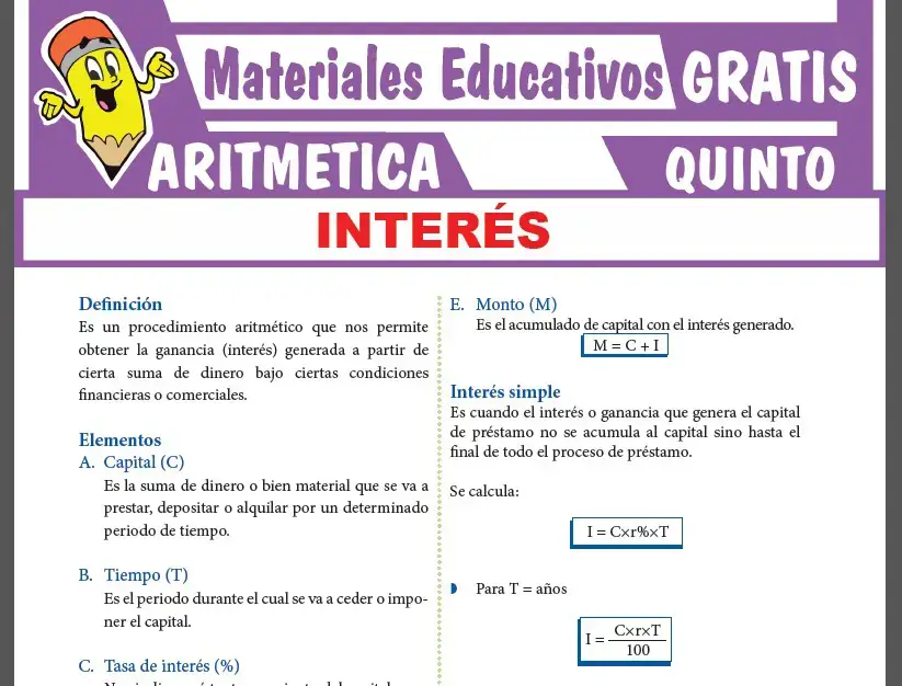 Interés para Quinto Grado de Secundaria