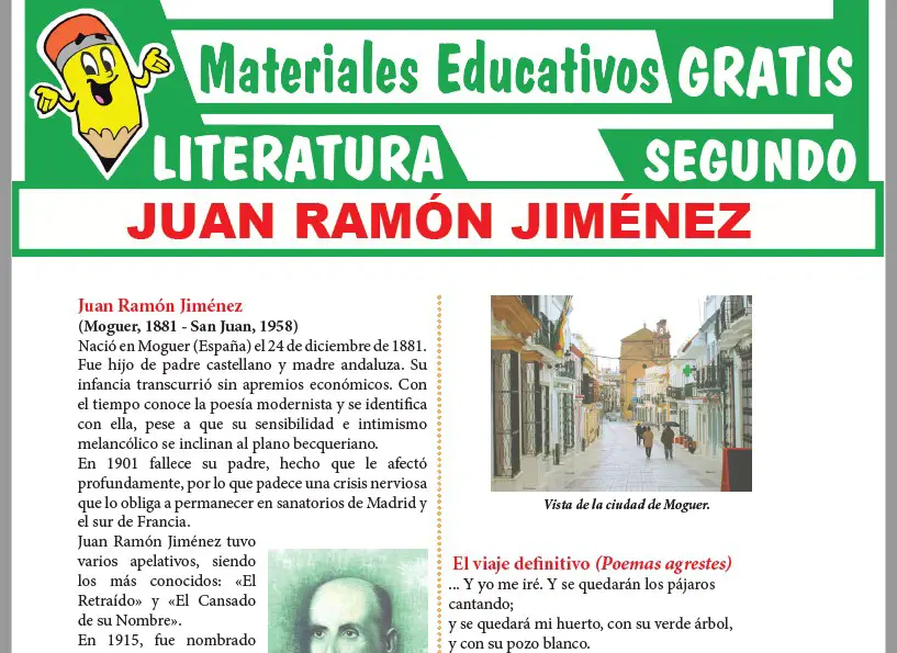 Ficha de Juan Ramón Jiménez para Segundo Grado de Secundaria