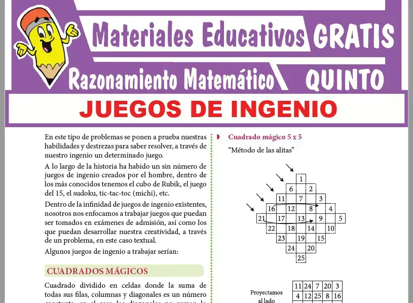 Juegos de Ingenio para Quinto Grado de Secundaria