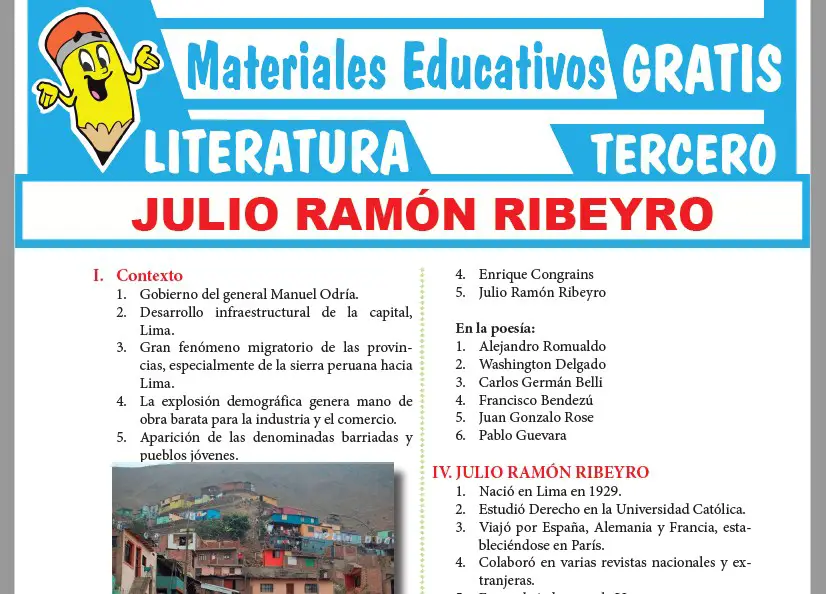 Ficha de Julio Ramón Ribeyro para Tercer Grado de Secundaria