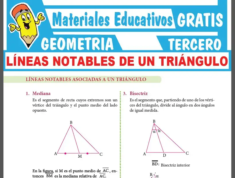 Líneas Notables de un Triángulo para Tercer Grado de Secundaria