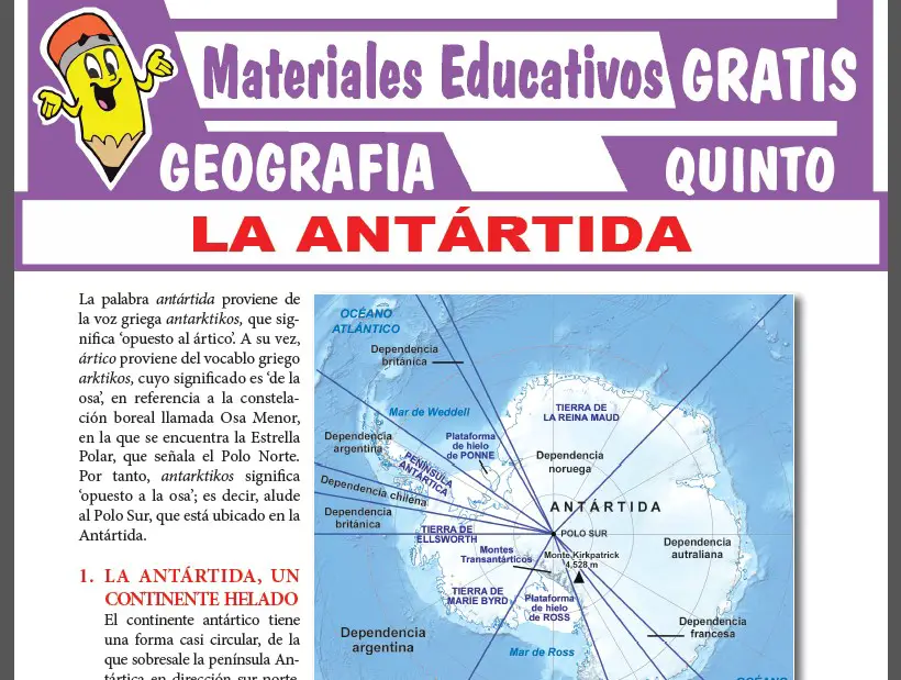 La Antártida para Quinto Grado de Secundaria ≫ Fichas GRATIS