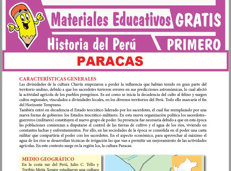 Ficha de La Cultura Paracas para Primer Grado de Secundaria