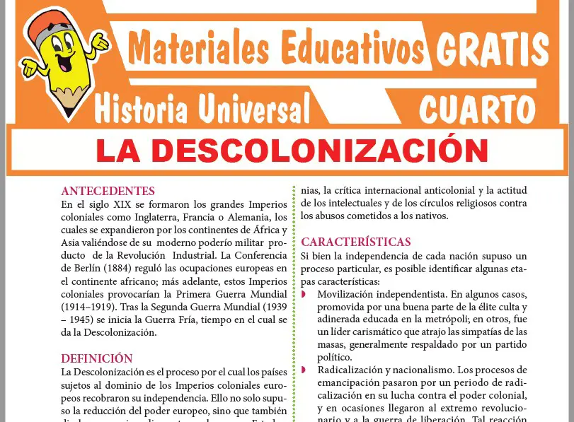 Ficha de La Descolonización para Cuarto Grado de Secundaria