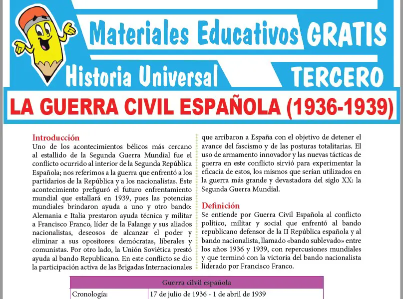Ficha de La Guerra Civil Española para Tercer Grado de Secundaria