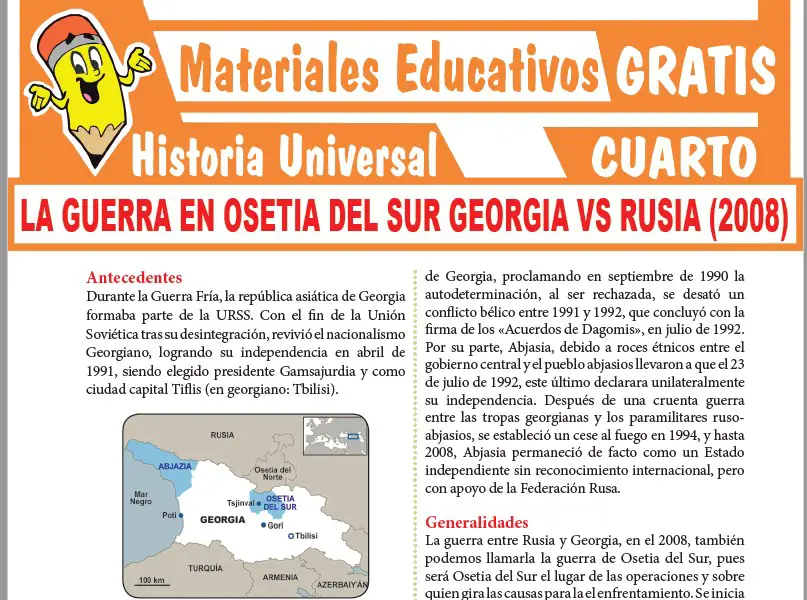 Ficha de La Guerra en Osetia del Sur para Cuarto Grado de Secundaria