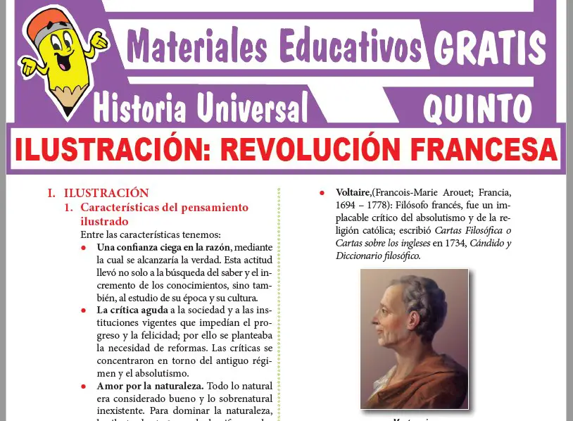 Ficha de La Ilustración y la Revolución Francesa para Quinto Grado de Secundaria