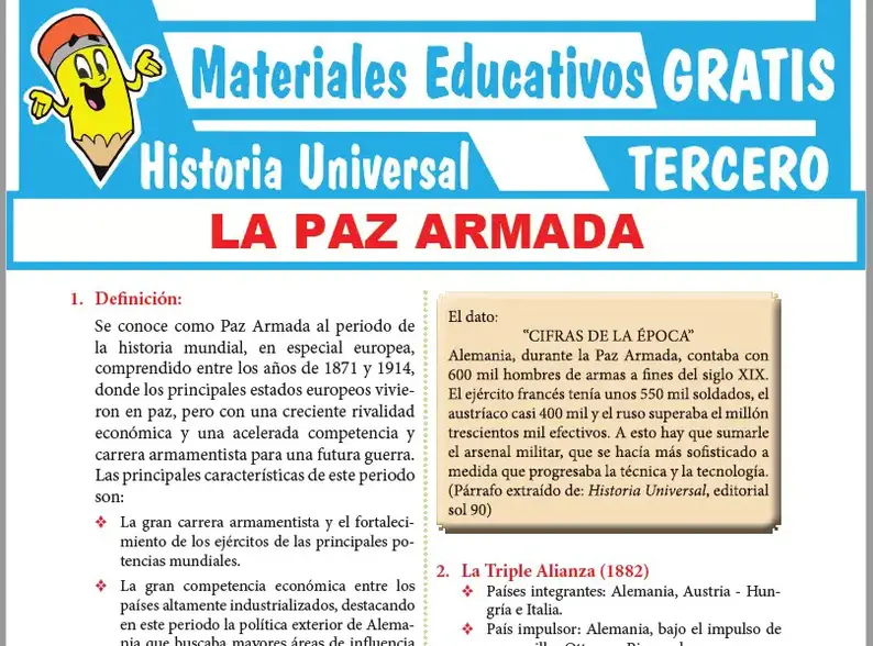 Ficha de La Paz Armada para Tercer Grado de Secundaria