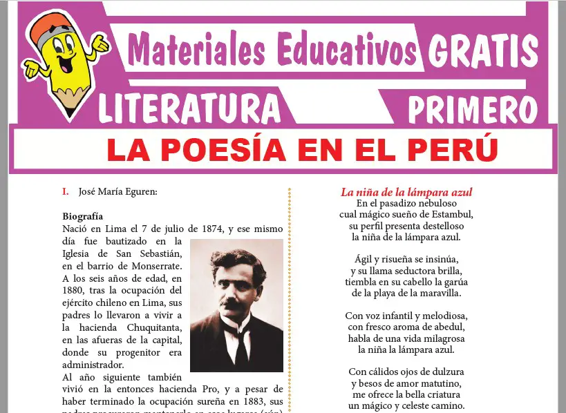 Ficha de La Poesía en el Perú para Primer Grado de Secundaria