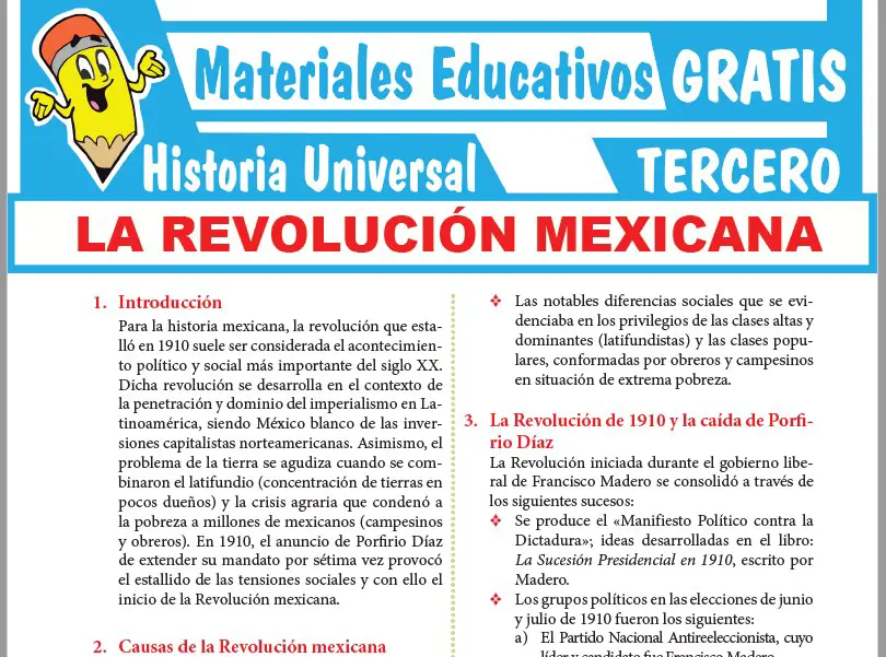 Ficha de La Revolución Mexicana para Tercer Grado de Secundaria