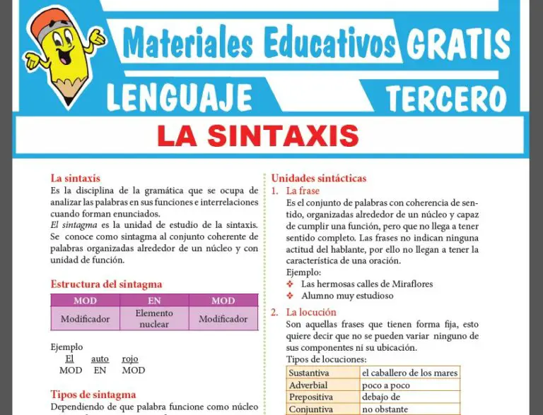 La Sintaxis Para Tercer Grado De Secundaria ≫ Fichas GRATIS