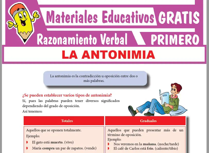 Ficha de Los Antónimos para Primer Grado de Secundaria