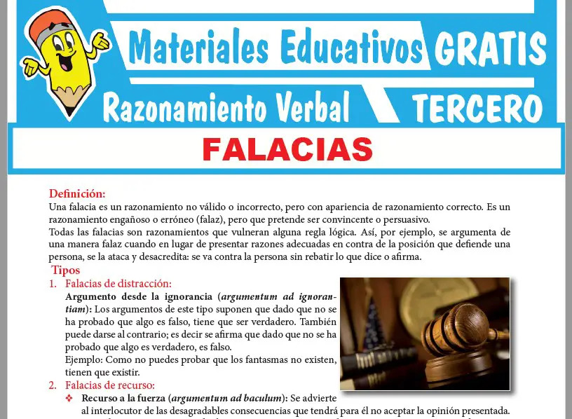 Ficha de Las Falacias para Tercer Grado de Secundaria