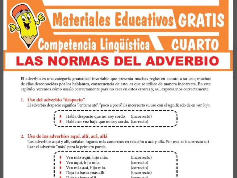 Las Normas Del Adverbio Para Cuarto Grado De Secundaria ≫ Materiales 6458