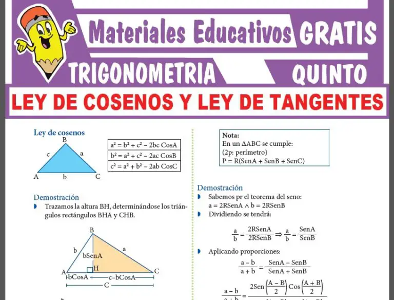 Ley De Cosenos Y Ley De Tangentes Para Quinto Grado De Secundaria