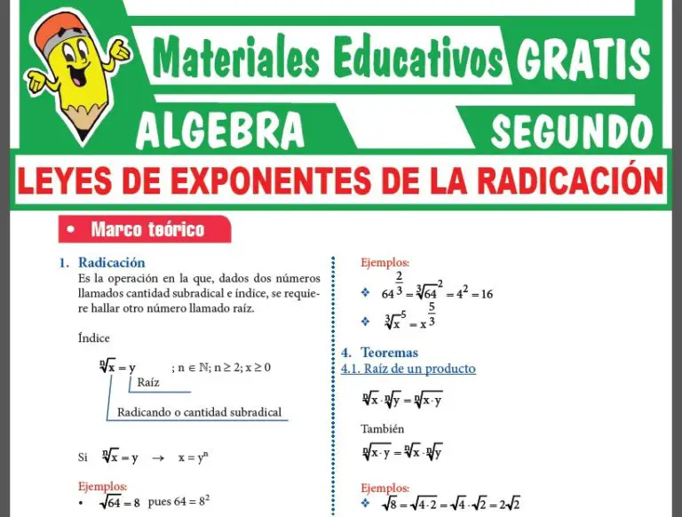 Leyes De Exponentes De La Radicación Para Segundo Grado