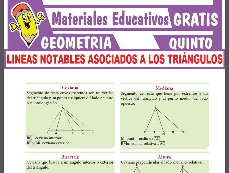 Líneas Notables Asociados a los Triángulos para Quinto Grado de Secundaria