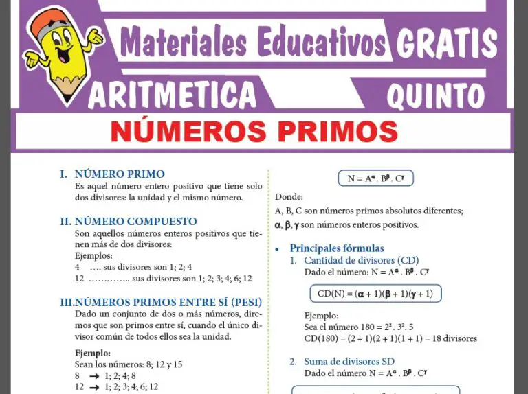 Números Primos Para Quinto Grado De Secundaria ≫ Fichas Gratis