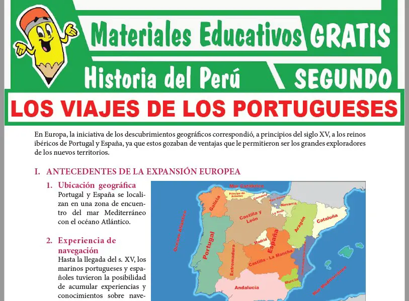 Ficha de Los Viajes de los Portugueses para Segundo Grado de Secundaria