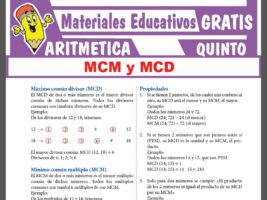 MCM Y MCD Para Quinto Grado De Secundaria ≫ Fichas GRATIS