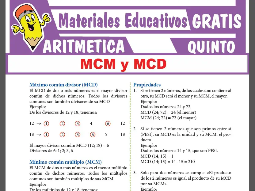 MCM y MCD para Quinto Grado de Secundaria