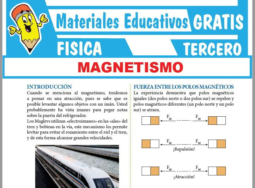 Ficha de Magnetismo y Campo Magnético para Tercer Grado de Secundaria
