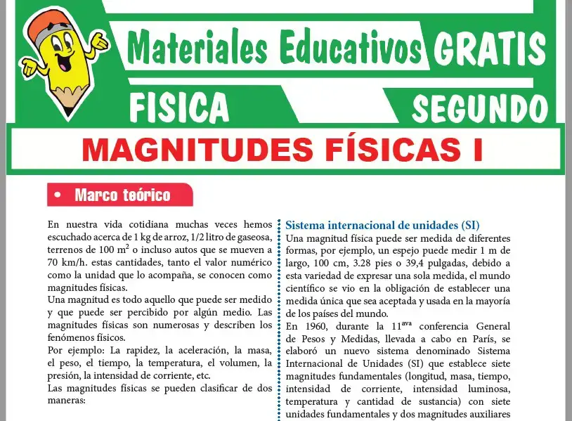 Ficha de Magnitudes Físicas Fundamentales para Segundo Grado de Secundaria