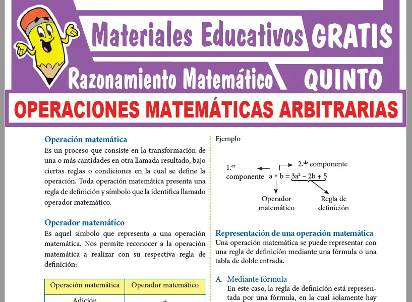 Ficha de Operaciones Matemáticas Arbitrarias para Quinto Grado de Secundaria