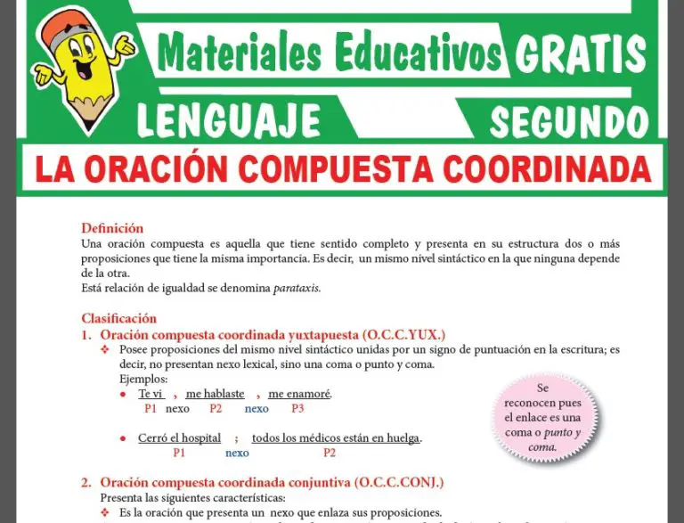 Oración Compuesta Coordinada Para Segundo Grado De Secundaria 9854