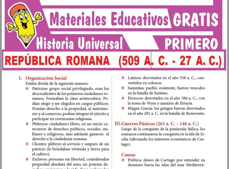 Organizaci N Social De La Rep Blica Romana Para Primer Grado