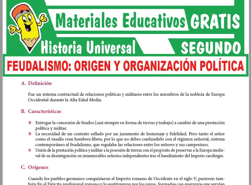 Ficha de Origen y Organización Política del Feudalismo para Segundo Grado de Secundaria