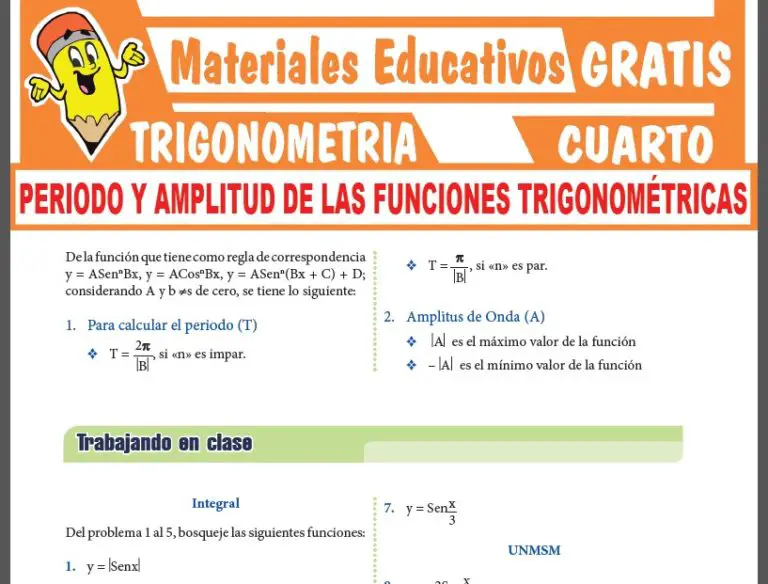 Periodo y Amplitud de las Funciones Trigonométricas para Cuarto Grado