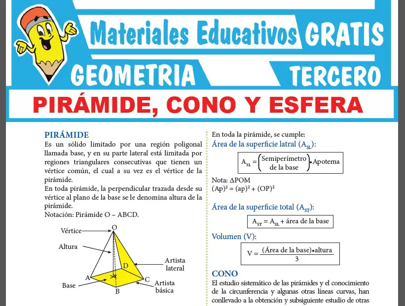 Pirámide, Cono y Esfera para Tercer Grado de Secundaria Pirámide, Cono y Esfera para Tercer Grado de Secundaria